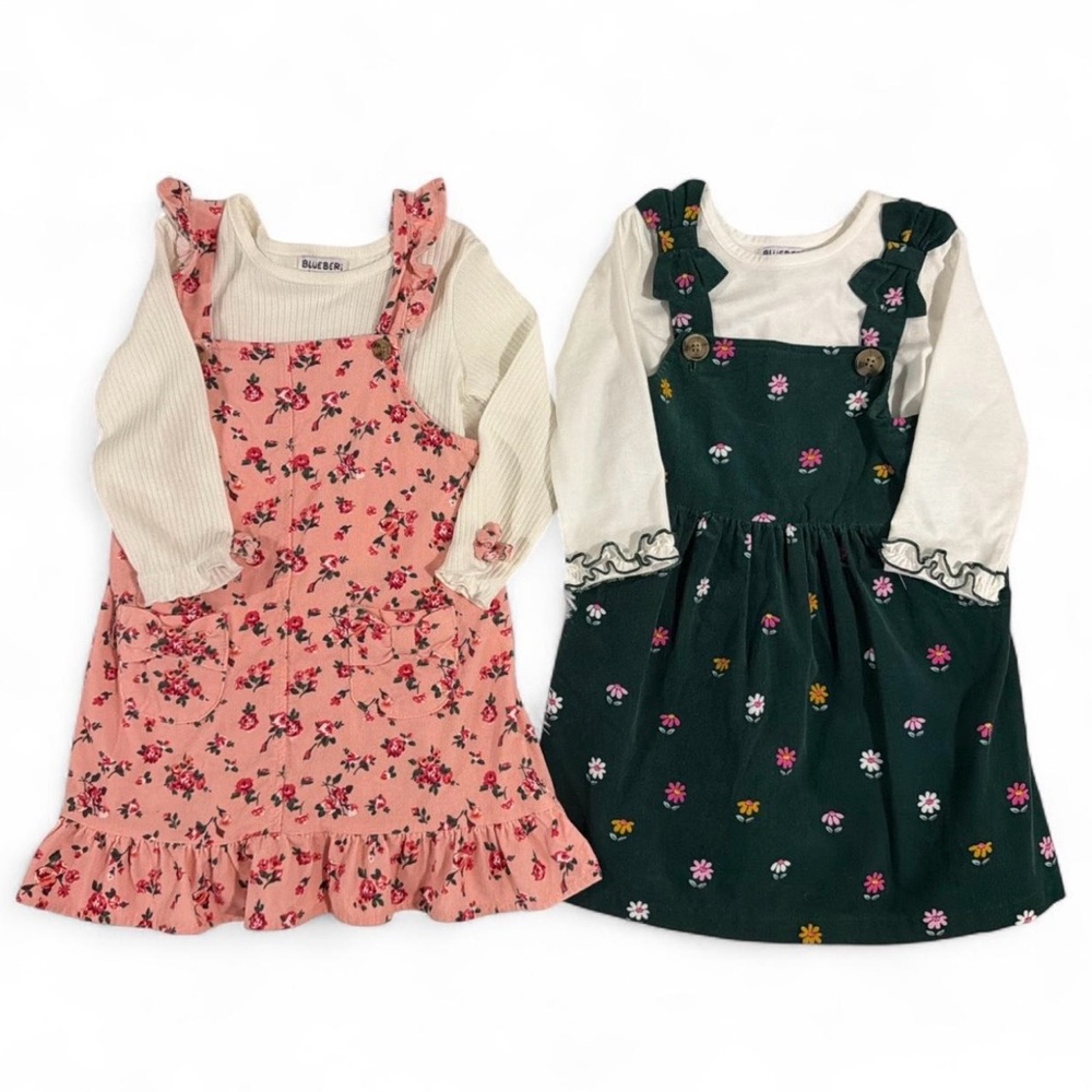 Floral Pink and Green Toddler Dresses